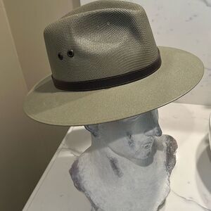 Straw Olive Green Panama Fedora